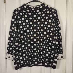 Pina Rossi Polka Dot Oversized Mock Neck Sweater Size M – Cozy Chic Knit Top
